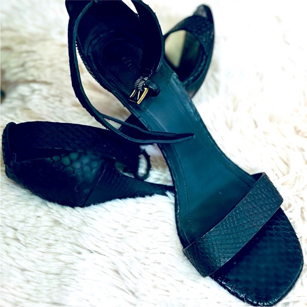 Celine Black Textured Ankle-Strap Stiletto Sandal - Picture 2 of 7